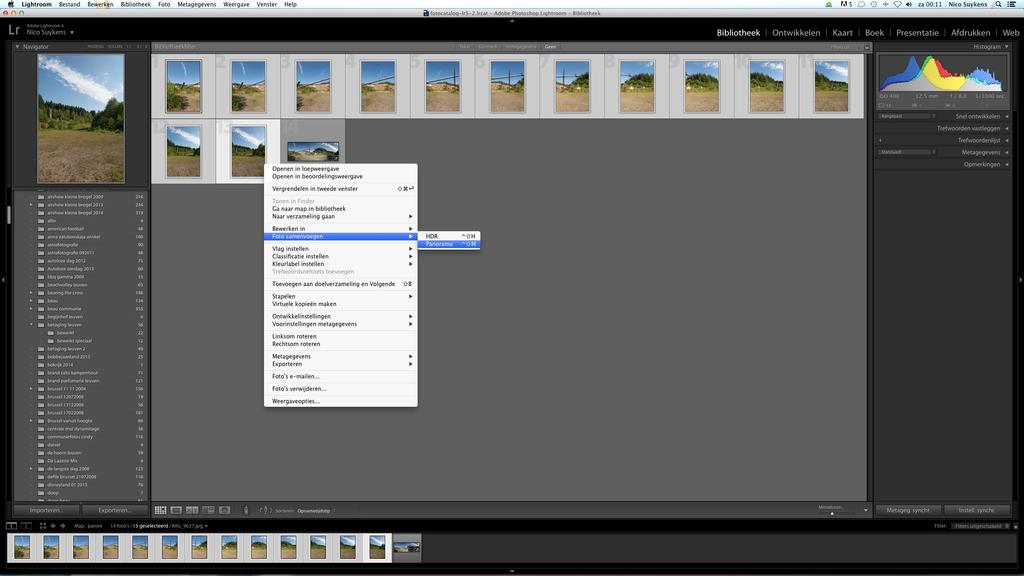 Een panoramafoto maken met Lightroom. Vanaf versie 6 kunnen we panorama foto's maken met Lightroom.