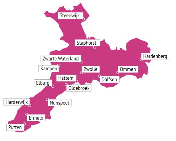 Kenmerken regionale bevolking Binnen de zorgkantoorregio verschilt het vergrijzingspercentage behoorlijk (= de toename van het aantal 80+ ersplussers van 2017 richting 2025).