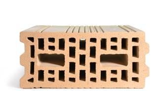 lijmsysteem Gekalibreerde blok (met tand en groef) in gebakken aarde, voor niet-decoratief metselwerk.