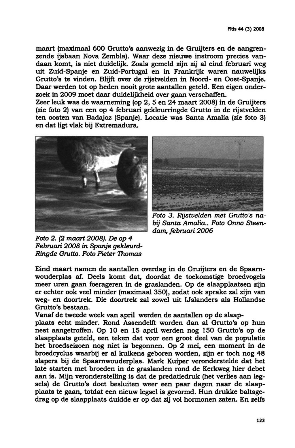 Fltls 44 (3) 2008 maart (maximaal 600 Grutto's aanwezig in de Gruijters en de aangrenzende ijsbaan Nova Zembla). Waar deze nieuwe instroom precies vandaan komt, is niet duidelijk.