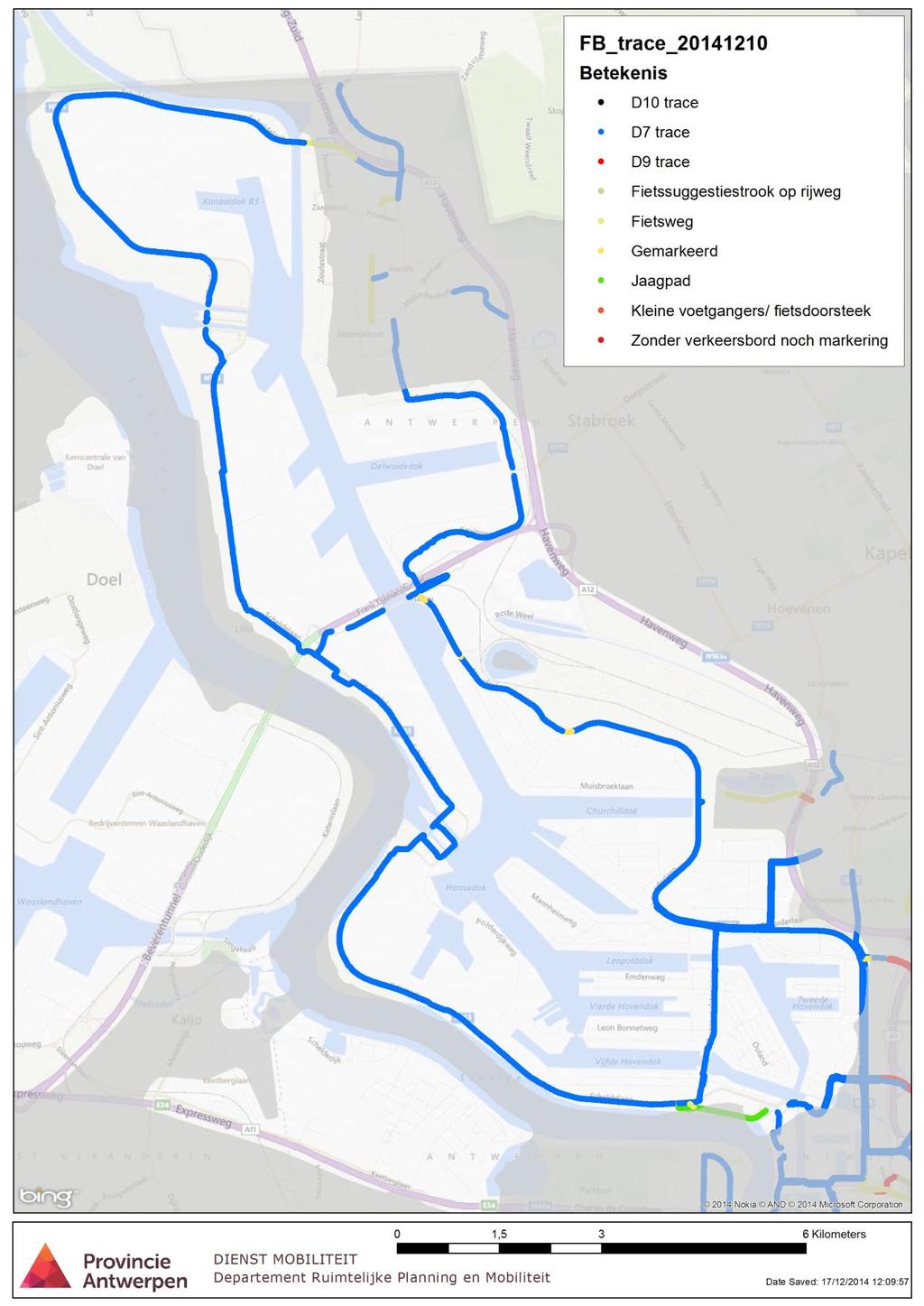 4.2.2.4 Type tracé Het grootste deel van BFFroutes in het GHA zijn D7 tracés (verplicht fietspad zonder voetgangers), met