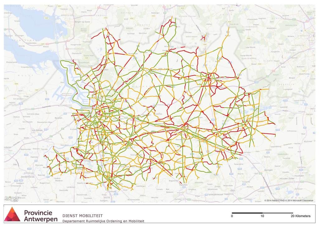 2.4 GIS (Geografisch Informatie Systeem) Figuur 4: kaart conformiteit BFF provincie Antwerpen 2014 De BFF databank wordt beheerd in een GIS-omgeving.