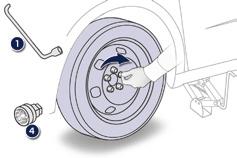 Na het verwisselen van het wiel Verwijder de naafdop van het wiel om het op de juiste manier in de bagageruimte op te bergen. Rijd met een noodreservewiel niet sneller dan 80 km/h.