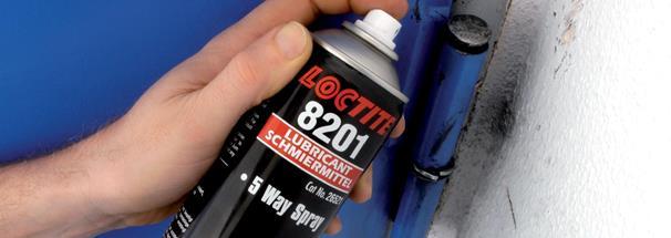 Loctite LB 8201 5-Way spray Multifunctionele olie voor algemeen gebruik. Ideaal voor lichte smering van metalen.