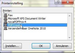 Stap 8 Naar PDF printen Als u naar PDF wilt printen adviseren wij PDFCreator.