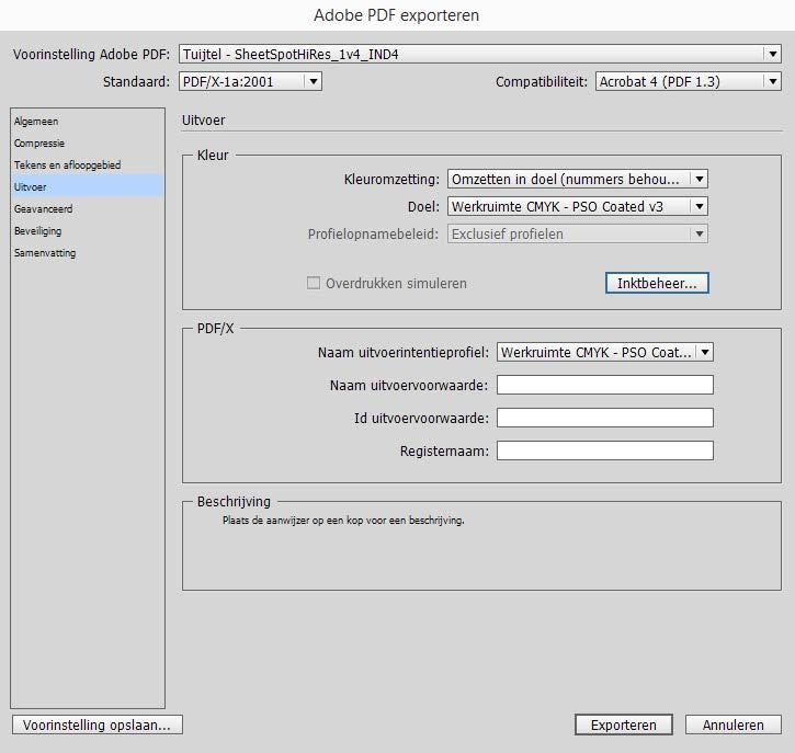 3.2 Voorinstelling Adobe PDF Kies de voorinstelling Adobe PDF: Tuijtel -