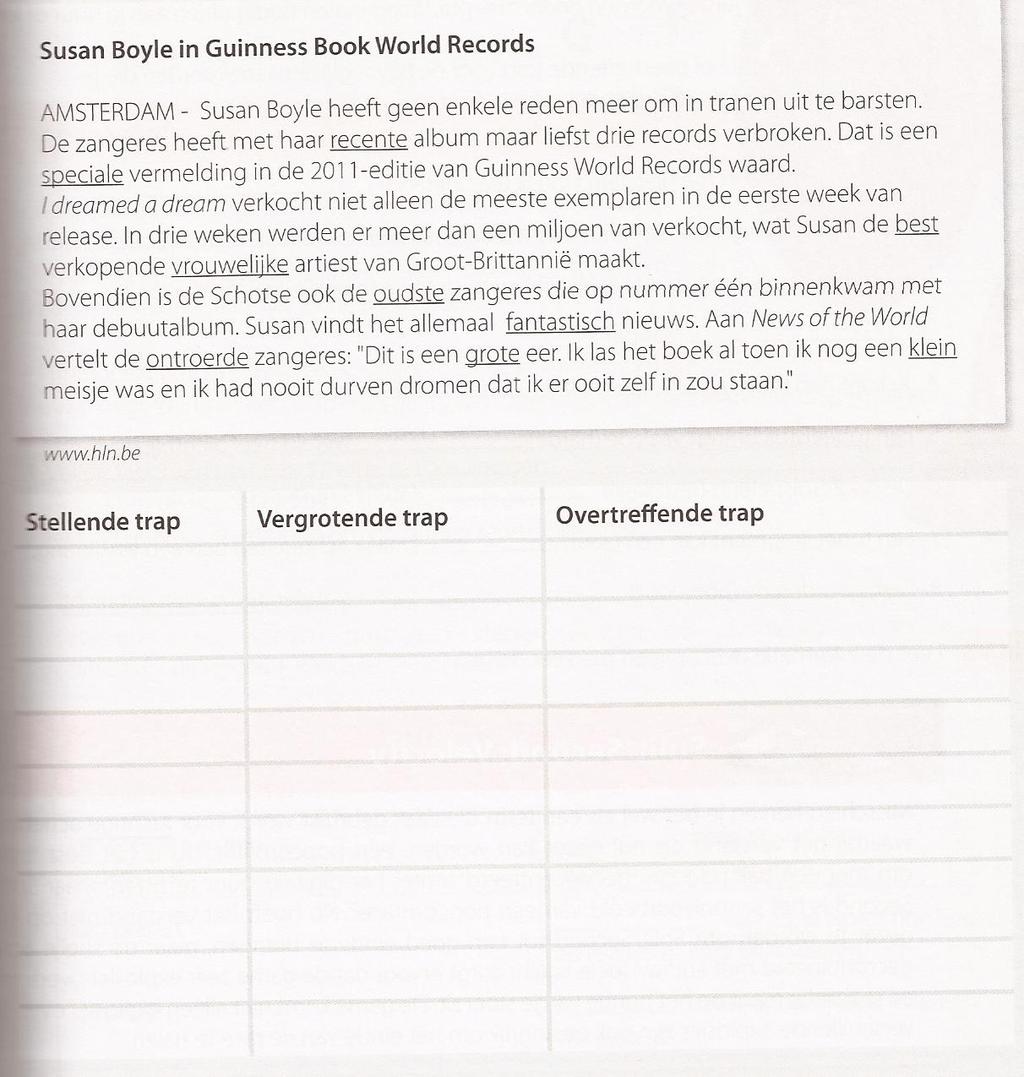 telwoorden! Opdracht 2 Lees de tekst. Bepaalde bijvoeglijke naamwoorden zijn onderstreept.