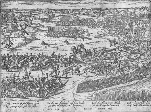1568 Willem van Oranje valt Alva aan > slag bij