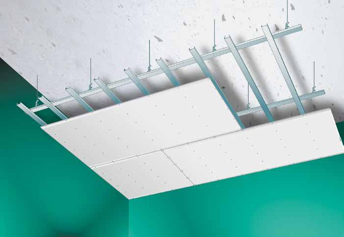 4 -plafonds Afgehangen plafonds Toepassing en voordelen -plafonds worden specifiek toegepast: - binnen een gebouw. - voor grote plafondoppervlakken.