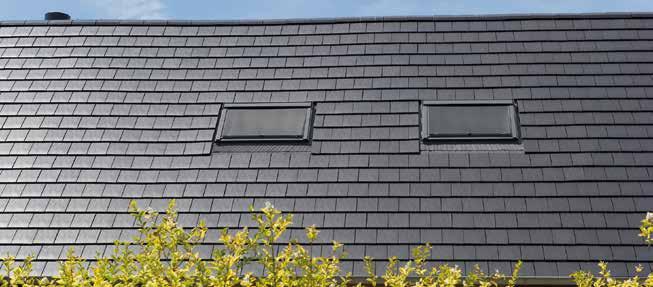 De dakpan kan zowel in rechte lijn als in kruisverband worden gelegd en laat toe dakvlakken met een volkomen verschillend lijnenspel te creëren.