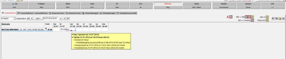 6. Debiet wijzigen van een infuus later op de dag bvb van 20 naar 0 ml/u Debiet wijzigen