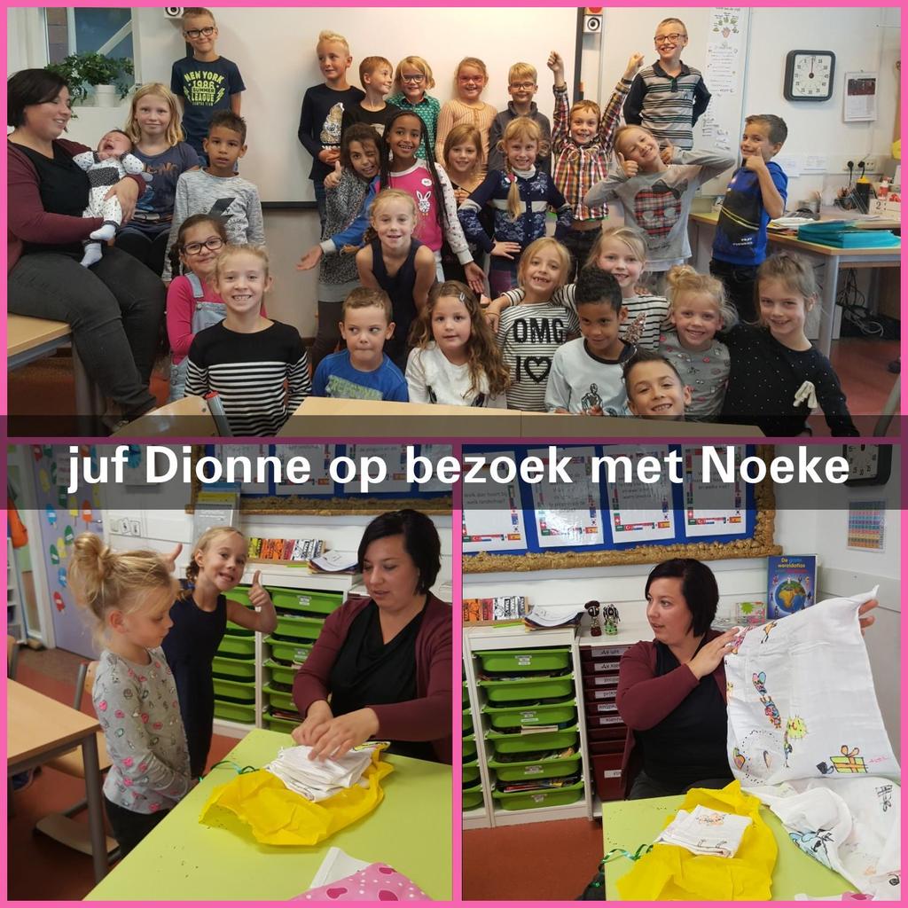 Groep 4/5 Bezoek van juf Dionne en Noeke Juf Dionne is woensdag 13 september op bezoek geweest in groep 3 en groep 4/5 samen met Noeke.