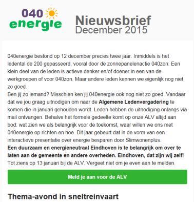 (Industry average 23%) Speciale mailing voor Thema-avond