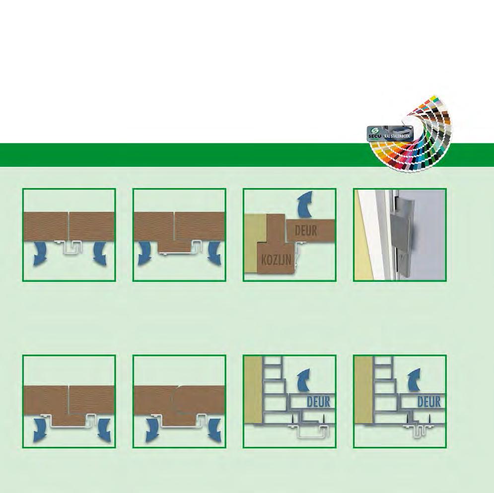 maatwerk Dubbele deuren (hout) Overige afwijkingen uitgehokt deurprofiel aanpasbaar standaard kozijnprofiel Houten deuren Houten deuren met opdeklat, L-vorm SecuStrip Diverse afwijkingen Type 1