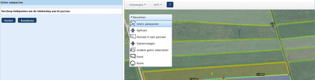 Grens aanpassen U kunt zelf de intekening aanpassen, klik op de optie.