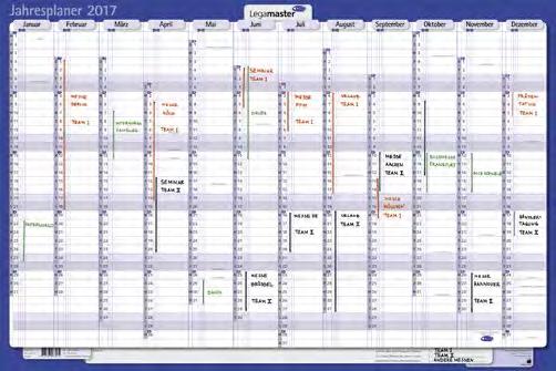 Verticale kartonnen jaarplanner voor persoonlijk gebruik n Jaarplanner met de maanden aan de bovenkant en de dagen langs de zijkant (alleen de eerste