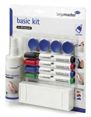 STARTER kit bordaccessoires n Complete kit voor whiteboards n Selectie onmisbare accessoires in doos n Inhoud: 4 markers TZ 100 (zwart, rood, blauw,