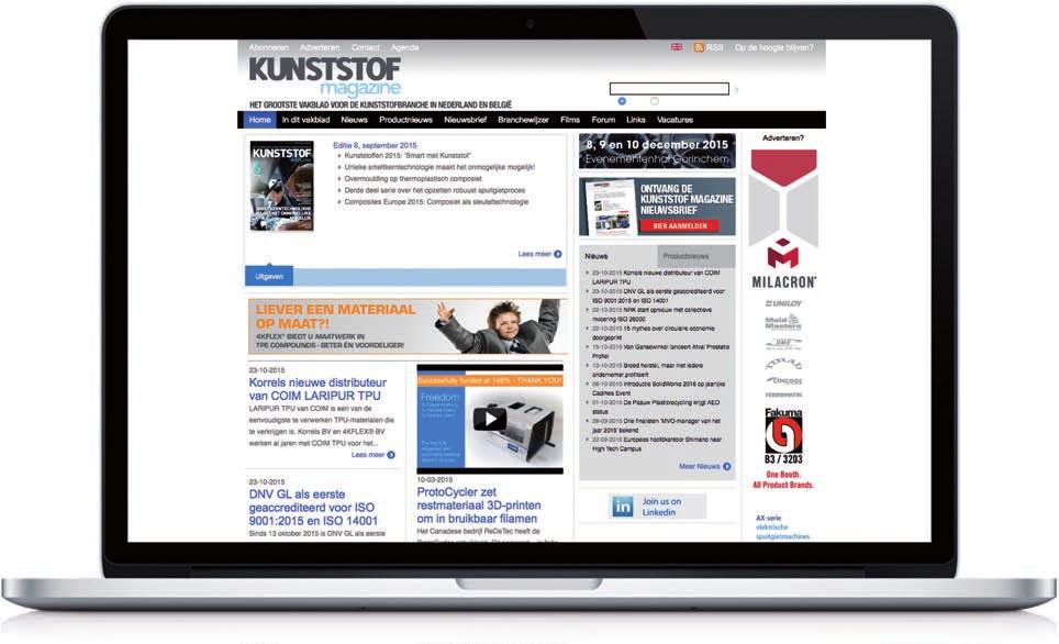 WEBSITE KUNSTSTOF-MAGAZINE.NL Met 22.000 bezoeken per maand, waarvan 2.800* uniek (gemiddeld 7,8 paginabezoeken per sessie) is kunststof-magazine.