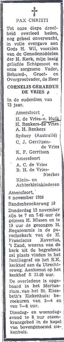 5 Cornelis van Huik (1853-1894) Overlijden Cornelis is overleden op 11 mei 1894 in Hoogland, 41 jaar oud.