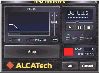 In de aut o- matische modus wordt de basis beat van een nummer bepaald door gebruik te maken van speciale filters. Het programma meet deze frequenties, en analyseert ze.