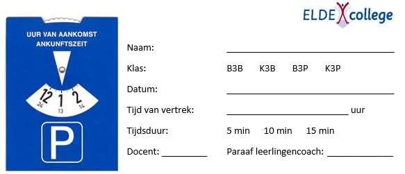 Parkeerkaart: Variabele time-out, docent bepaalt tijdsduur Kan een