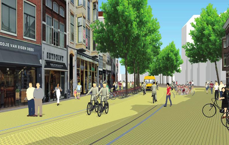 Brugstraat verbetering verblijfsklimaat door het verbreden van trottoirs, met waar mogelijk minimaal 2,5 m.