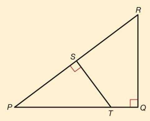 7.1 Bewijzen in driehoeken en vierhoeken [1] Voorbeeld 1: Toon aan dat ΔPQR gelijkvormig is met ΔPST Gegeven: ΔPQR met Q = 90
