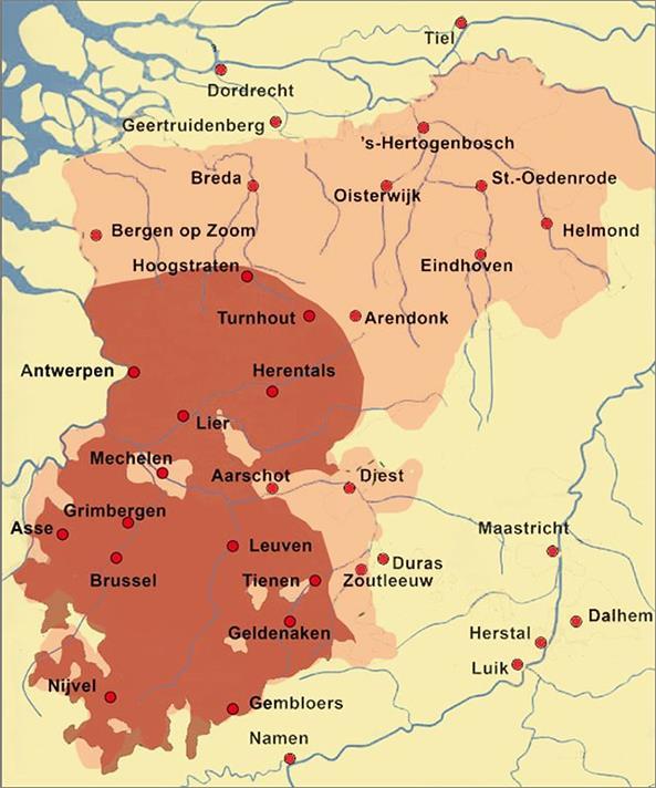 Het hertogdom Brabant was in de 12de eeuw ontstaan uit het samengaan van meerdere graafschappen en voogdijgebieden.