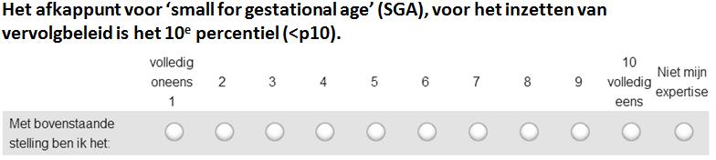 Figuur 1, Voorbeeld stelling zoals gepresenteerd via SurveyMonkey. Figuur 2, Voorbeeld (fictief) resultaat stelling, zoals gepresenteerd tijdens een werkgroep bijeenkomst. 4.