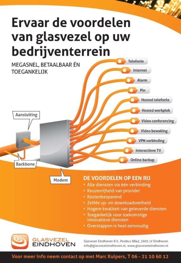 Vervolg vrijblijvende informatie: Rooijakkersstraat 10 te Eindhoven Wat is glasvezel? Glasvezel is als drager bij uitstek geschikt voor het bundelen van meerdere breedbanddiensten.