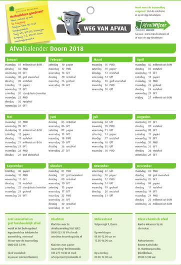 GEMEENTE UTRECHTSE HEUVELRUG Afvalkalender 2018 beschikbaar De Afvalkalender 2018 is beschikbaar via de App Afvalwijzer en op: www.mijnafvalwijzer.nl.