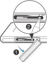 Afsluiten van het apparaat forceren 1 Verwijder het klepje van de micro-simkaarthouder. 2 Gebruik de punt van een pen of een vergelijkbaar voorwerp om de UIT-knop ingedrukt te houden.