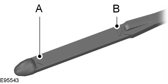 Onderhoud OLIEPEILSTAAF - 1,6 L DURATORQ-TDCI (DV) DIESEL/2,0 L DURATORQ- TDCI (DW) DIESEL A B MIN MAX MOTOROLIE CONTROLEREN LET OP Gebruik geen additieven of andere smeermiddelen.