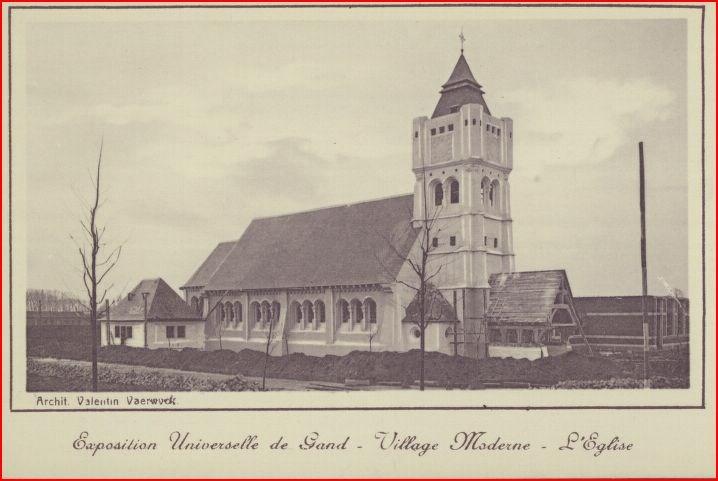 Universiteit Gent, Exposition Universelle de Gand - Village Moderne- L'Église. Postkaart. H.