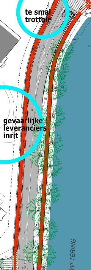 Problemen omleidingsroute Rijksmuseum Fietsersbond maart 2012 pag. 8 9. Hobbemakade De trottoirs aan beide zijden zijn beneden de maat. Met name langs het water, omdat daar ook bomen in staan.