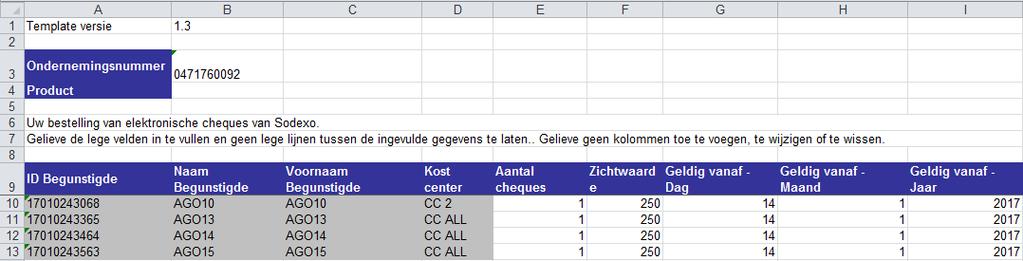 tussen de ingevulde gegevens aanwezig zijn. Het volstaat de verschillende gegevens na elkaar in te geven. 1.2.