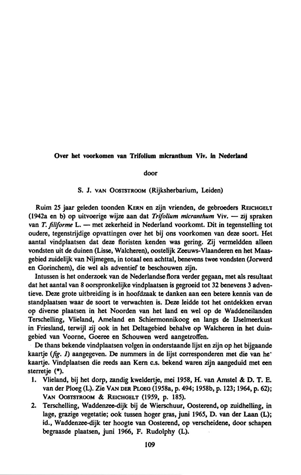 met Over het voorkomen van Trifolium micranthum Viv. in Nederland door S.J.