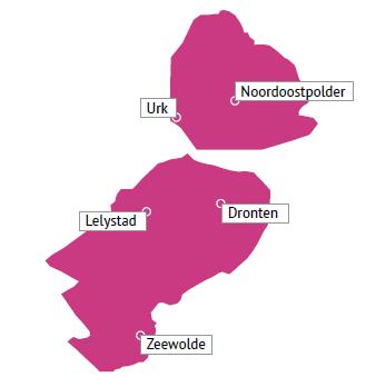 Regioanalyse regio Flevoland Wat is kenmerkend voor de zorgkantoorregio Flevoland in het algemeen? De zorgkantoorregio Flevoland bestaat uit 5 gemeenten die allen tot de provincie Flevoland behoren.