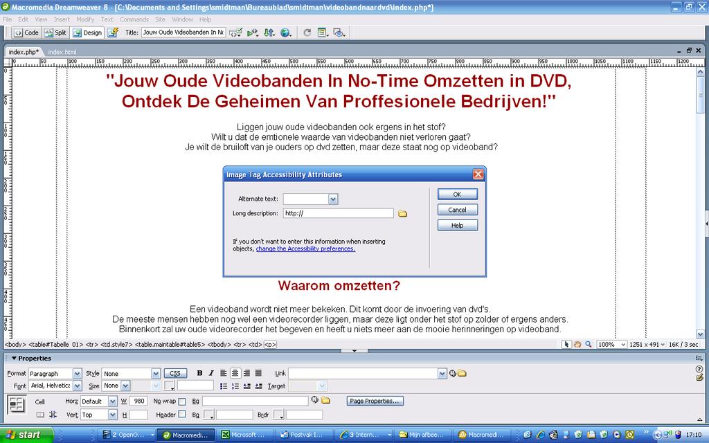 17. Zet je zoekwoord zin in alternatieve tekst. Code: <img src="jouwafbeelding.gif" width="480" height="320" alt="stoom Je Website Klaar Voor Zoekmachines" longdesc="http://www.smidtman.