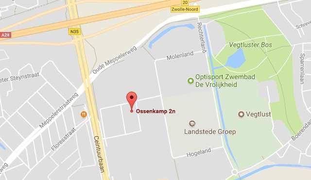 Algemene gegevens Adresgegevens Ossenkamp 2N 8024 AE Zwolle Oppervlakte Totaal ca. 1.094 m² b.v.o. Begane grond Bedrijfshal ca. 236 m² b.v.o. Showroom/kantoor ca. 130 m² b.v.o. 1 e verdieping Kantoor ca.
