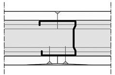 Horizontaal profiel Metal Stud MSH bevestigd aan de ruwbouw met spijkerpluggen h.o.h. 800 mm 4. Soepele isolatieband PE/30 of 2 x PE/10 5.