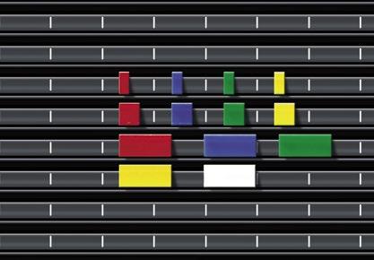Accessoires voor strokenplanner Kunststof symbolen n Kunststof symbolen, samengesteld uit 5 kleuren: rood, blauw, groen, geel, wit n Set van 100 symboolen n Hoogte van een symbool: 10 mm