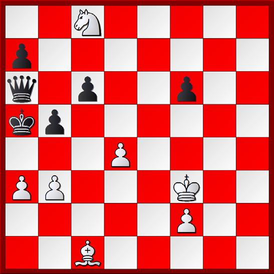 Shakmaty v SSSR, 1940 Wit aan zet houdt remise Zwart dreigt 1...Da5 mat, en zowel 1... Dxg6 als Dxf3. 1.Dh1 d2 a/ 1...Dxg6 2.