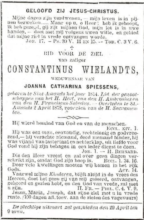 8 Woning nummer /294 Hier woont de familie Wielandts-Dalemans Wielandts Desiderius, landbouwer, geboren te Sint-Amands op 17 februari 1859, zoon van Wielandts Constantinus en Spiessens