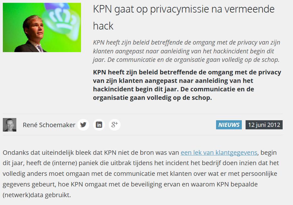 KPN is ervaringsdeskundige na hack 2012
