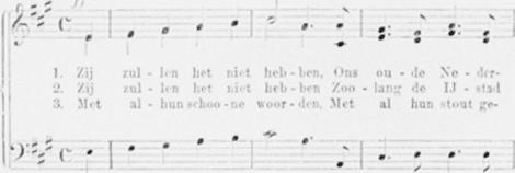 schijn, In die stad met gou - den tro - nen. Heer, mijn 4. God! Bij U te wo - nen, Wat zal dat een vreug-de zijn! 5. spijs! On - der U - we le - vens - boo - men, Zal 't ons 5.