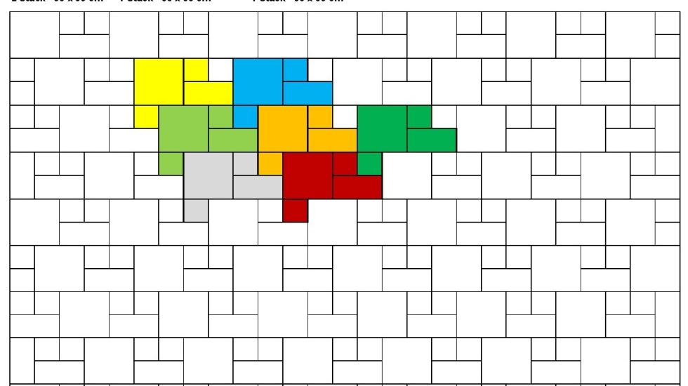 stuks / set m² / set 00 00 00 60 0,7 Alle pakketten worden met een plasticfolie omgeven en geleverd op verloren palletten.