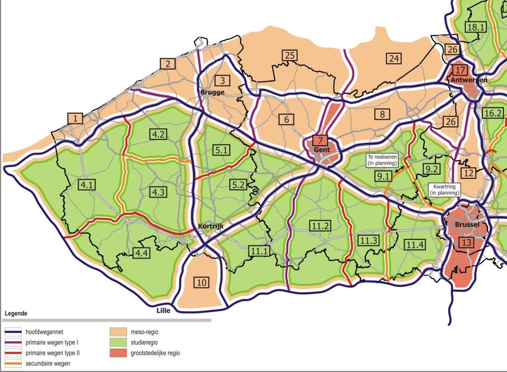 R4 B402 in het westen; E40 in het zuiden; R4 B403 