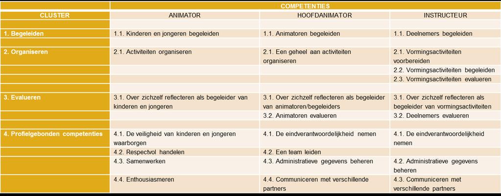 COMPETENTIEPROFIEL HOOFDANIMATOR VOOR