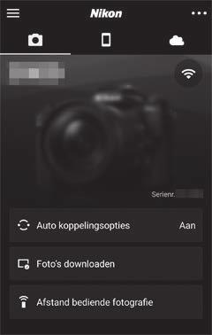 Afstand bediende fotografie De Afstand bediende fotografie-bedieningen in de SnapBridge-app -tab kunnen worden gebruikt om de camerasluiter op afstand te bedienen en de uiteindelijke foto s naar het